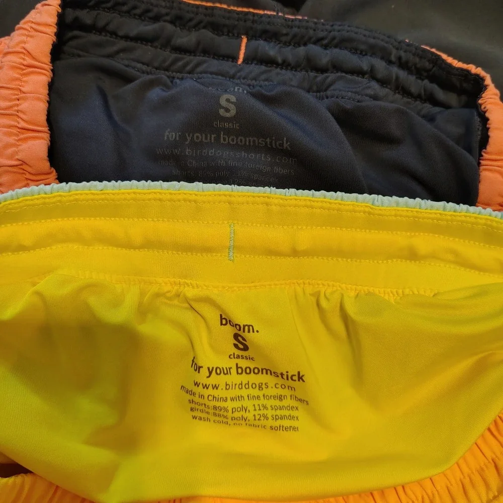 Birddogs Classic Gym Shorts Lot of 2 Mens Small Yellow Navy Blue Lined Athletic